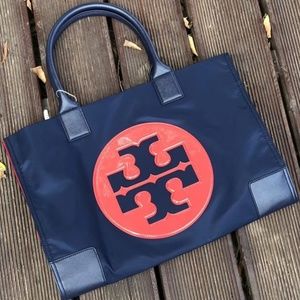 Tory Burch Ella Mini Tote Color Block - Navy & Red